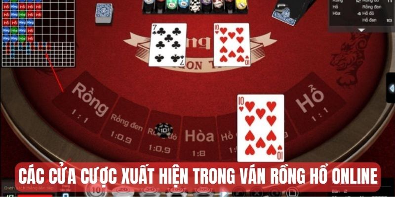 Các cửa cược xuất hiện trong ván Rồng Hổ online